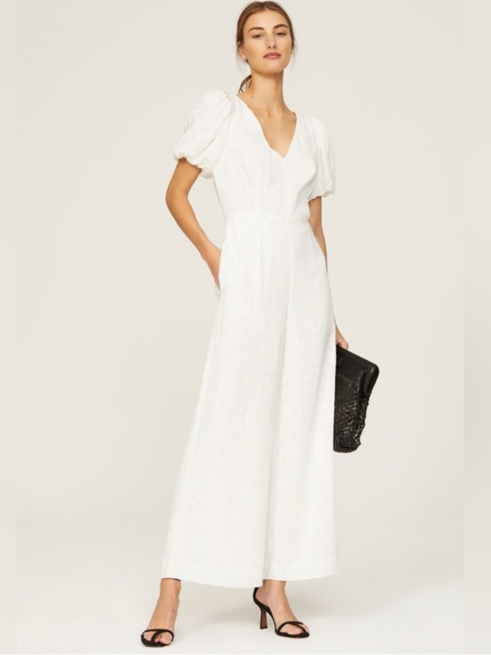 Club Monaco Texture Tie Back White Jumpsuit US 4